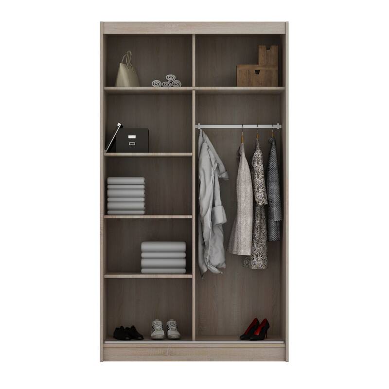 Cedar 2-Door Modern Wardrobe Armoire with Mirror - N/A