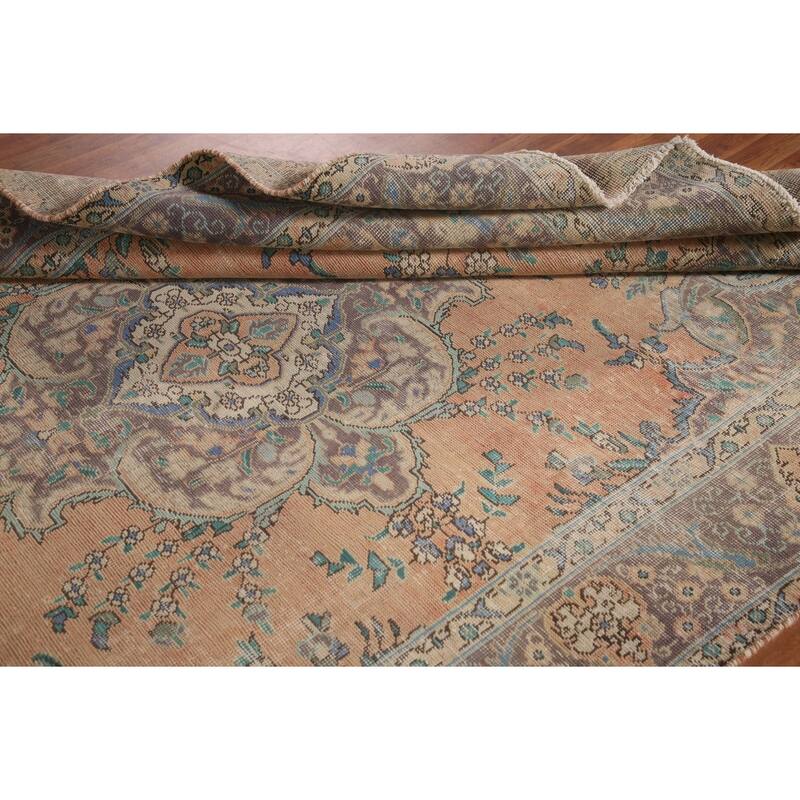 Distressed Tabriz Persian Vintage Rug Handmade Bedroom Wool Carpet - 6'5" x 9'3"