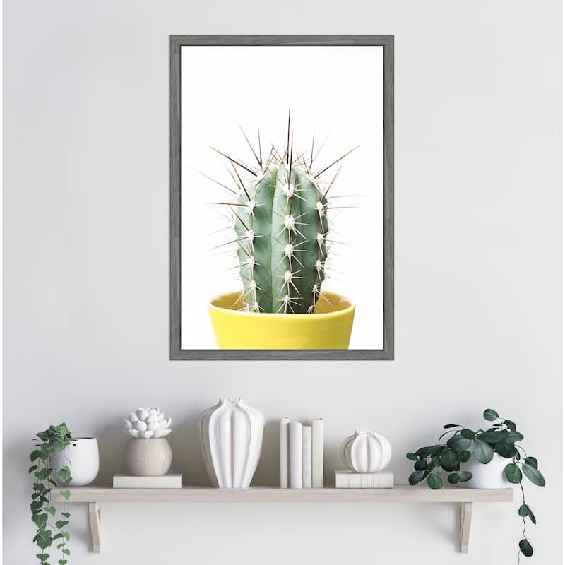Spikey Cactus by Kathrin Pienaar Framed Canvas Wall Art Print - Sylvie Greywash
