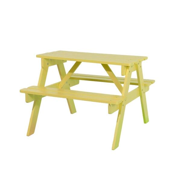 Children's Yellow Outdoor Wooden Garden Patio Picnic Table Bed Bath