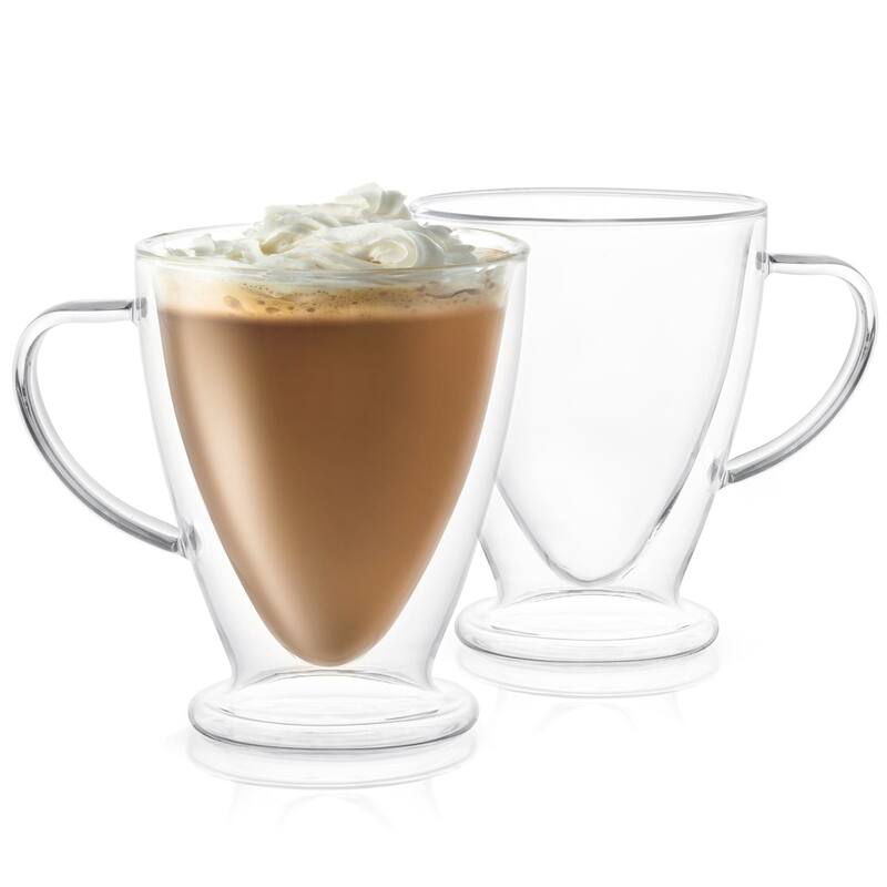 JoyJolt Declan Irish Double Wall Insulated Mugs, 15 Oz Set of Two Latte Glasses - 15 oz