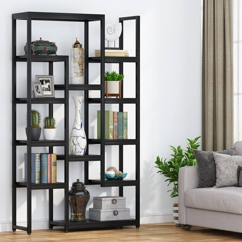 Tall Bookshelf 12 Open Shelves, 6-Tier Industrial Bookcase for Storage