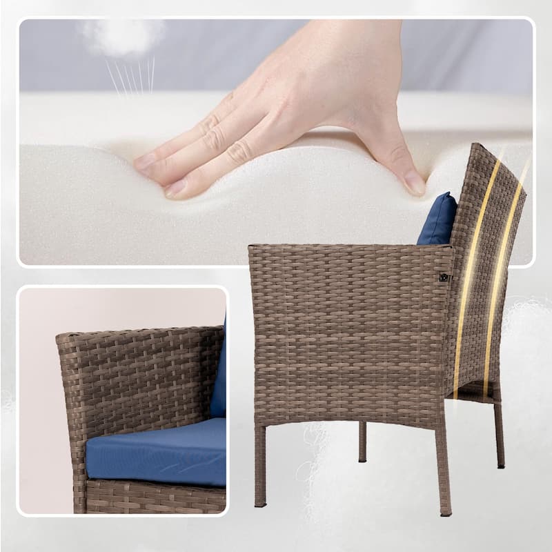 3 Piece Patio Conversation Bistro Set Outdoor Chat Furniture,Wicker Chairs and Storable Table Set,Porch Balcony Furniture Set
