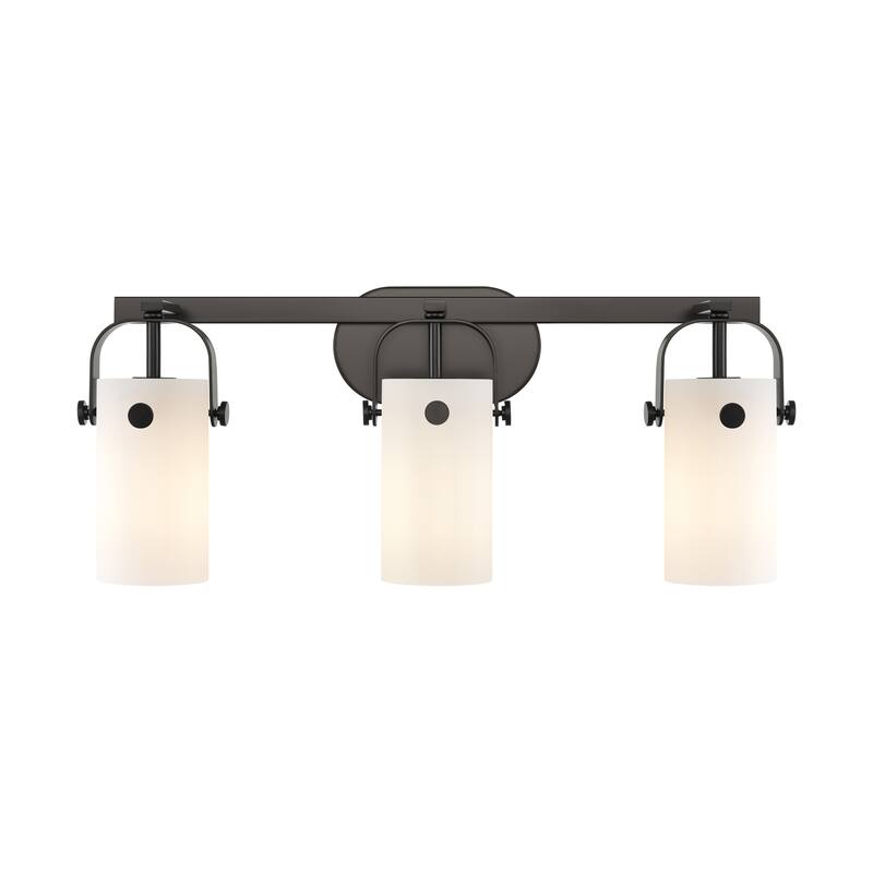 Innovations Lighting Pilaster II Cylinder - 3 Light 7" Wall-Mounted Bath Vanity Light - Matte White/Matte Black
