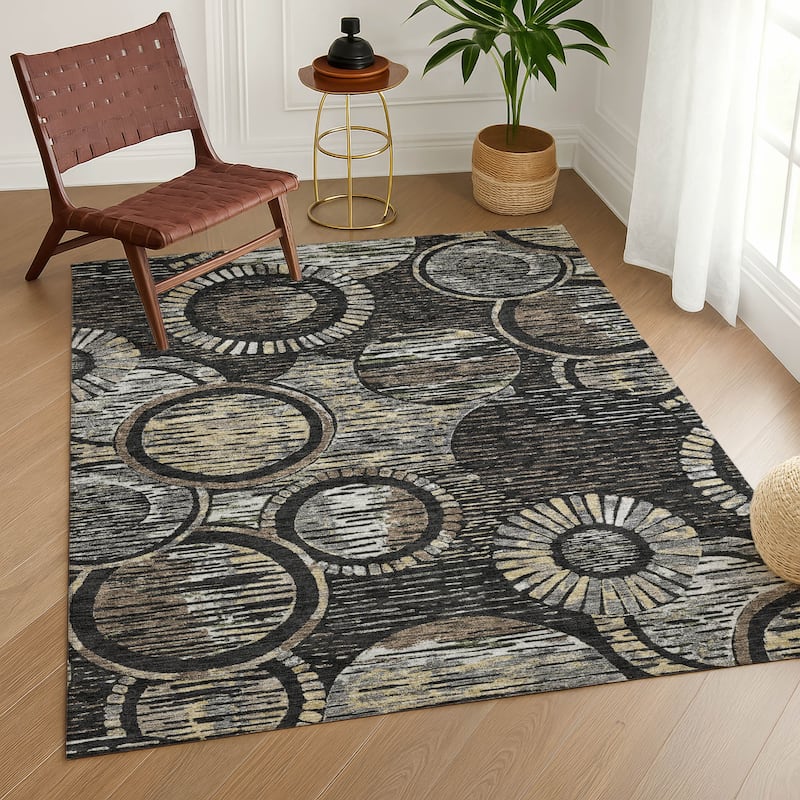 Machine Washable Indoor/ Outdoor Modern Grover Chantille Rug
