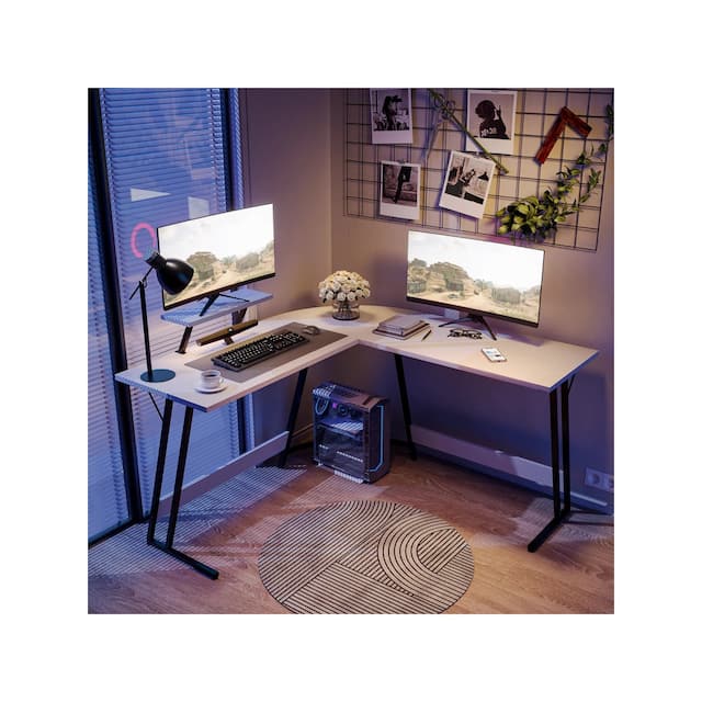 L-Shaped Gaming Desk Computer Corner Desk Office Writing Desk - White