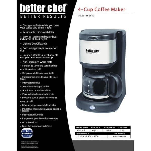 Better Chef 4 Cup Coffee Maker