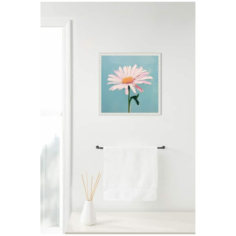 Kate and Laurel Sylvie Delicate Daisy 1 Teal Framed Canvas by The Creative Bunch Studio