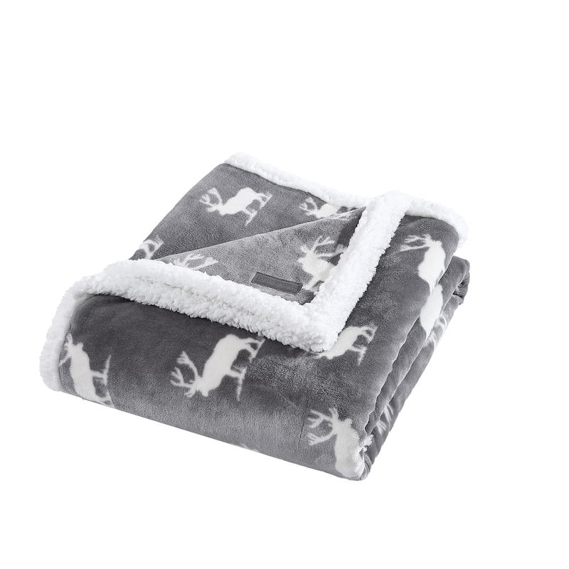 Eddie Bauer Ultra Plush Super Soft & Cozy- Reversible Throw Blankets - Elk