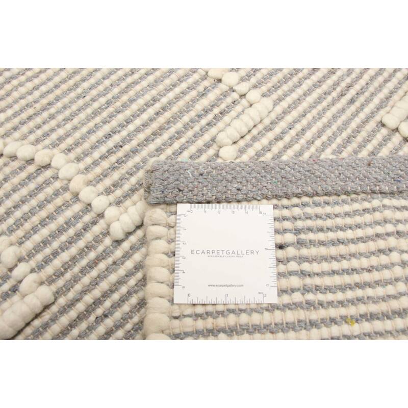 ECARPETGALLERY Braid weave Sienna Grey Wool Rug - 5'0 x 7'11