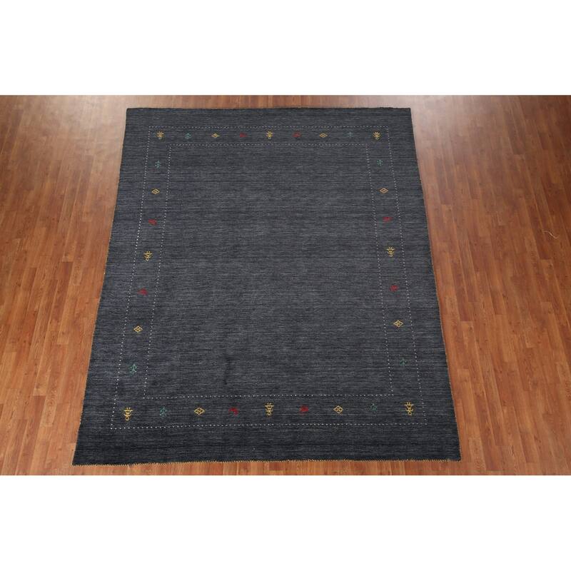 Gabbeh Indian Rug Hand-Knotted Oriental Wool Carpet - 7'11"x 9'8"