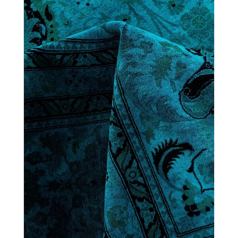 Overdyed, One-of-a-Kind Hand-Knotted Area Rug - Blue - 12' 1" x 17' 1"