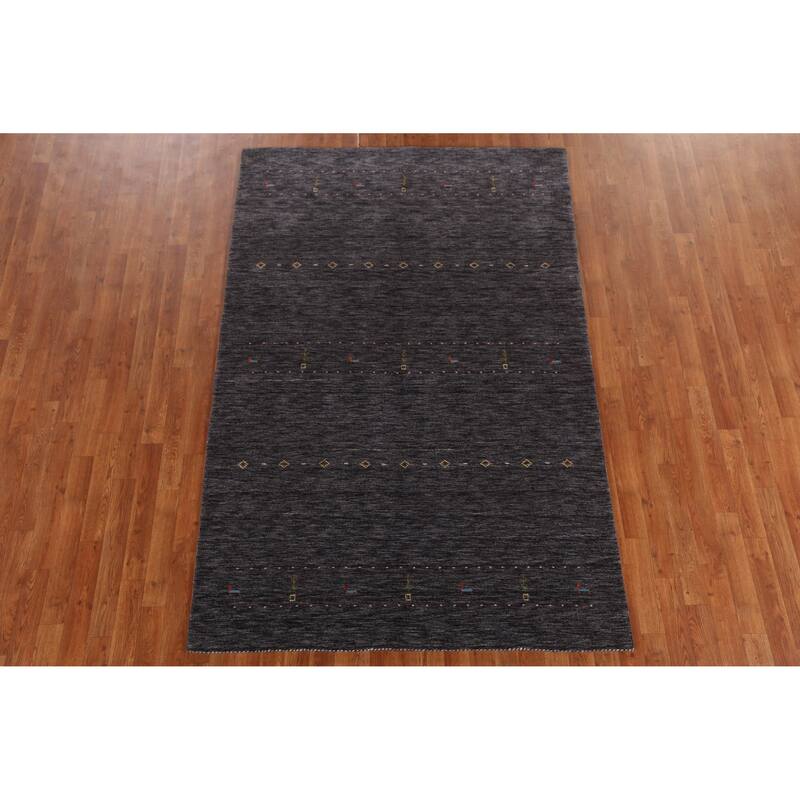 Hand Knotted Oriental 100% Wool Carpet Tribal Animal Pictorial Greys & Charcoal Gabbeh Area Rug - 7' 10'' X 5' 0''