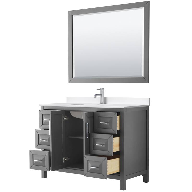 Daria 48-inch Single Vanity, Single Hole Quartz Top, 46-inch Mirror