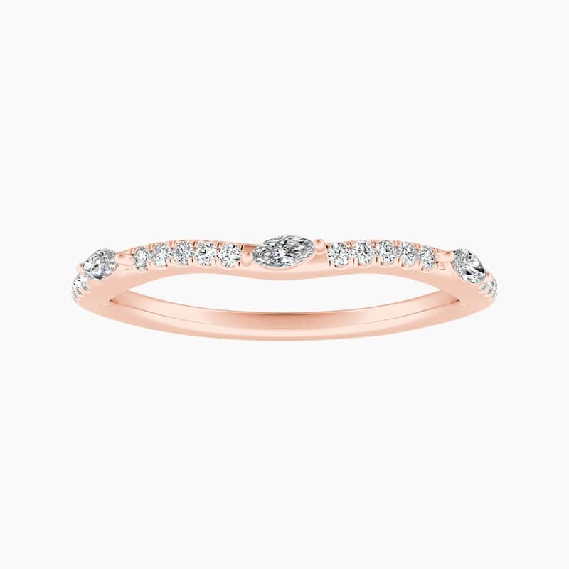 Auriya 14k Gold Lab Grown Twisted Diamond Vine Marquise Contour Ring 0.16 ct. tw. (F-G, VS) - 7.5 - Rose