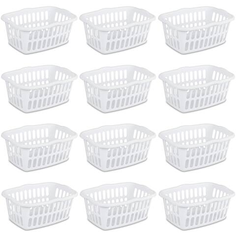 Sterilite 1.5 Bushel Rectangular Plastic Laundry Basket Bins, White, 12 Pack - 24 x 17.38 x 10.38 inches