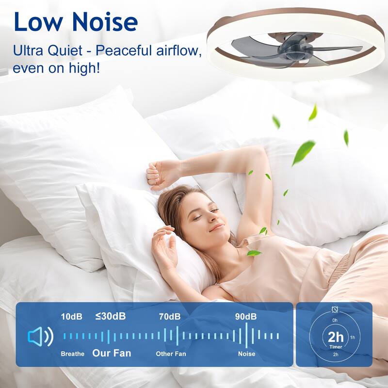 Ceiling Fan with Light: Low Profile, App Remote Control, 6-Speed, 3 CCT, Quiet DC Motor, Dimmable LED, 20" /16"