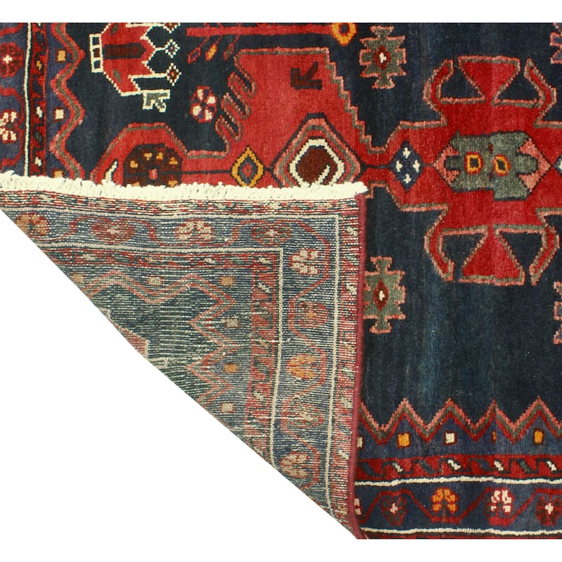 Fine Vintage Distressed Hussain Red/Charcoal Runner - 3'6" x 8'7"