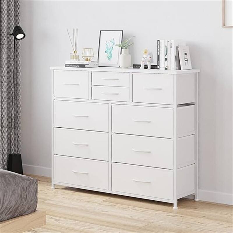 Furniture Storage Chest Tower Unit for Bedroom - 10 Drawer/White