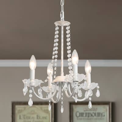 4-Light Candle Style Chandelier with Crystal Accents for Living Room Bedroom