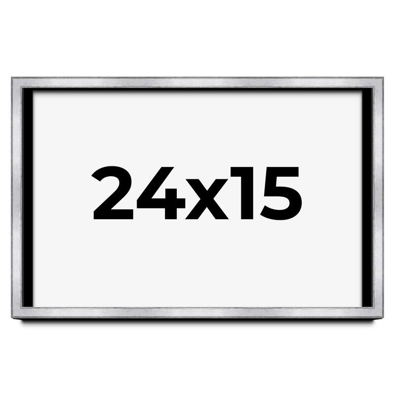 24x15 Shadow Box Frame Silver | 1.375 Inches Deep Real Wood