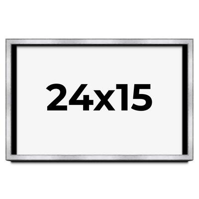 24x15 Shadow Box Frame Silver | 1.375 Inches Deep Real Wood
