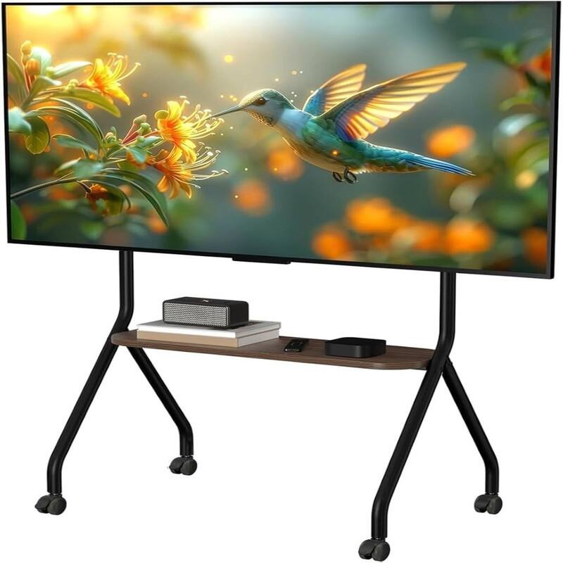 Rolling TV Stand - Black & Walnut