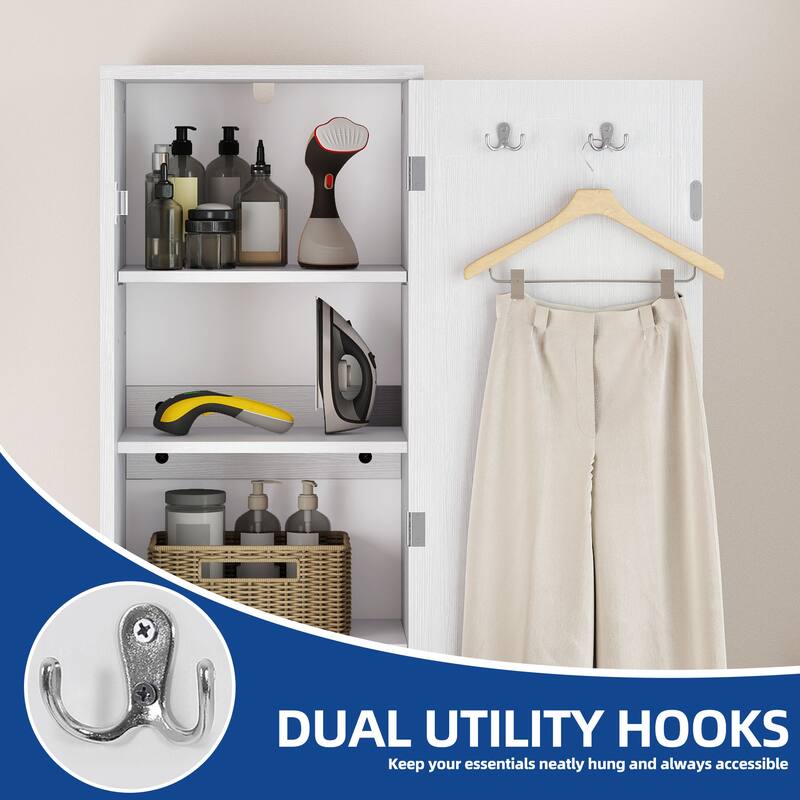 Moasis In Wall Ironing Board Cabinet with Foldable Board and Adjustable Shelves