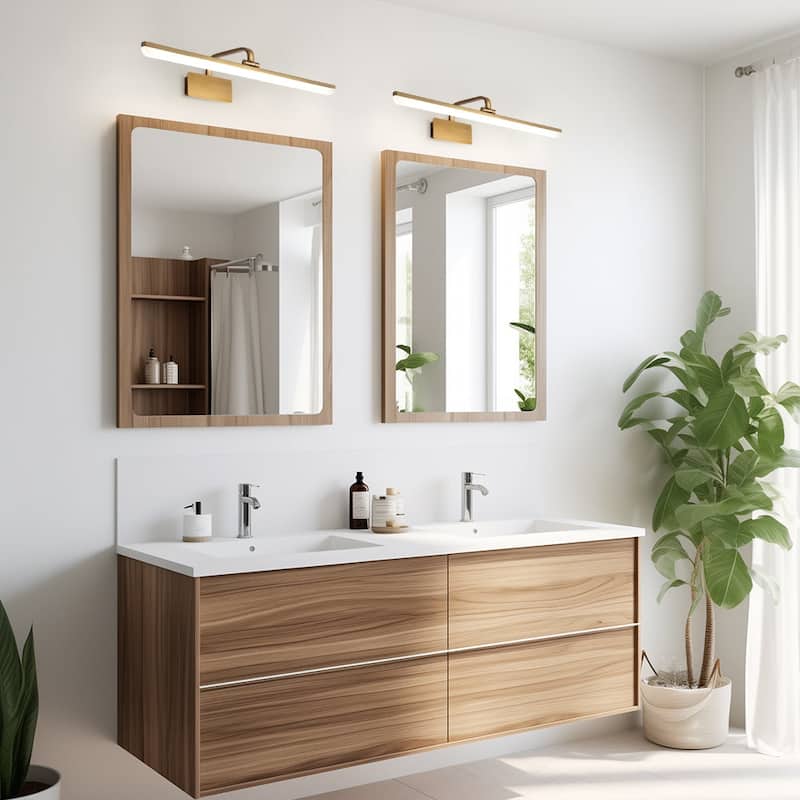 Minimalist Bathroom Linear LED Vanity Wall Light Brass Picture Light