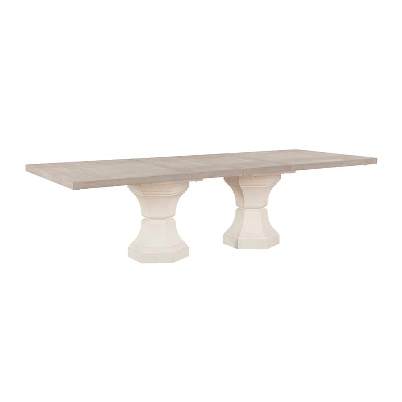 Modern Dining Set Extendable Table Armchairs Side Chairs Ivory Fabric Upholstered Furniture