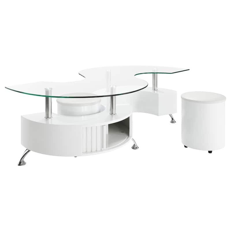 Buckley 3-piece Coffee Table and Stools Set - White High Gloss
