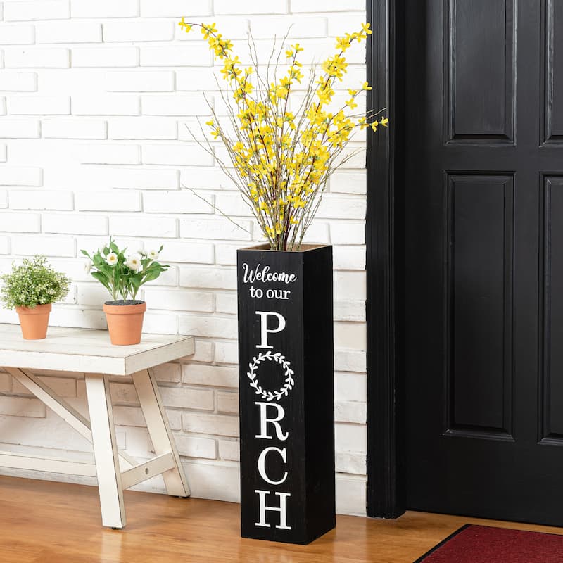 Glitzhome 30"H Rustic Welcome & Home or Welcome & Porch Double Sided Wooden Planter Sign Front Door Decor(2025 Quality-upgraded)