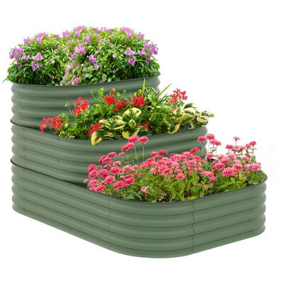 Outsunny 3-Tier Galvanized Steel Raised Garden Bed Kit