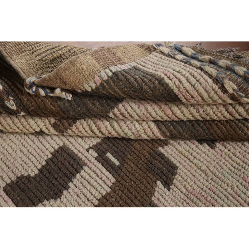 Abstract Moroccan Modern Area Rug Handmade Wool Carpet - 8'0" x 11'11"