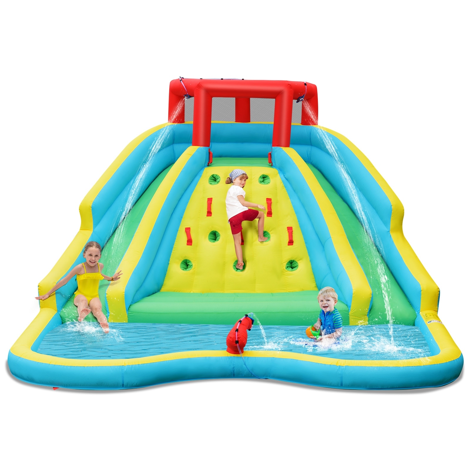 Costway Bountech Inflatable Mighty Water Slide Park Bouncy Splash Pool