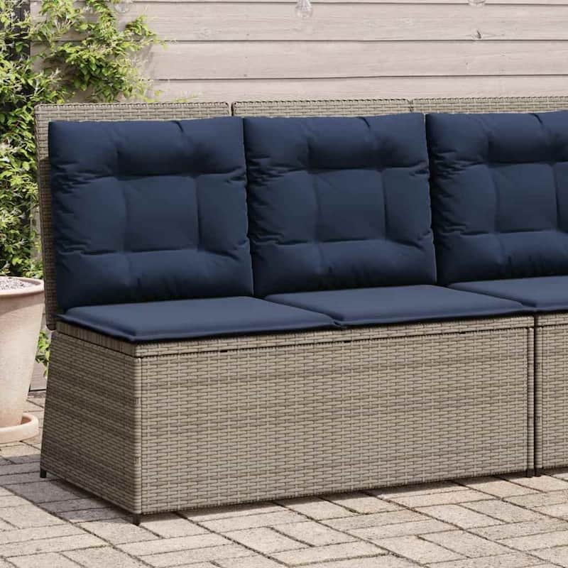 vidaXL Garden Bench with Cushion Brown Poly rattan - 26 x 43 x 37