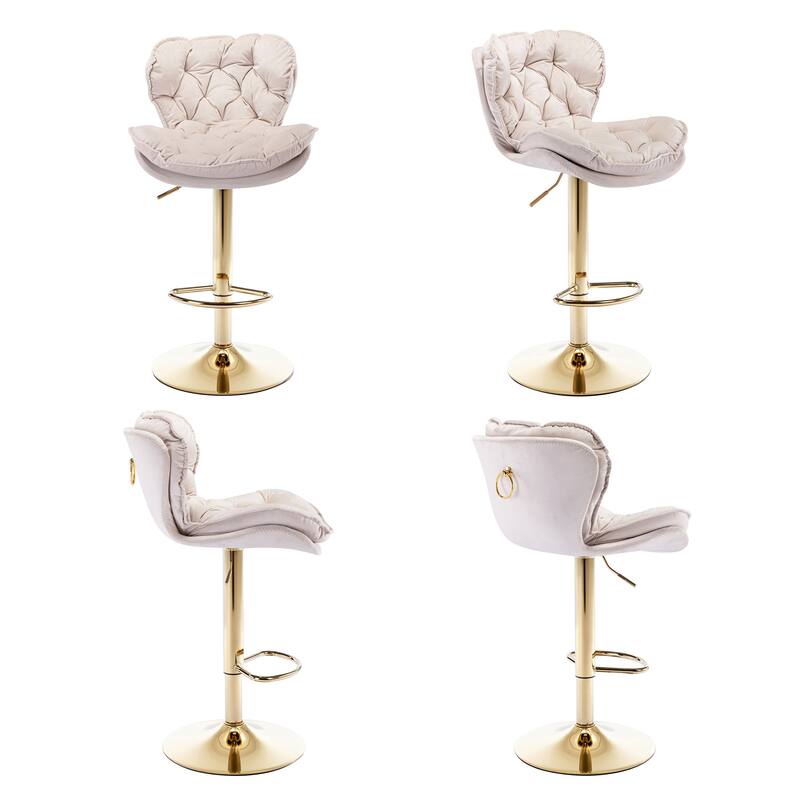 Modern Upholstered Counter Height Swivel Stools with Footrest Set of 2 On Sale Bed Bath