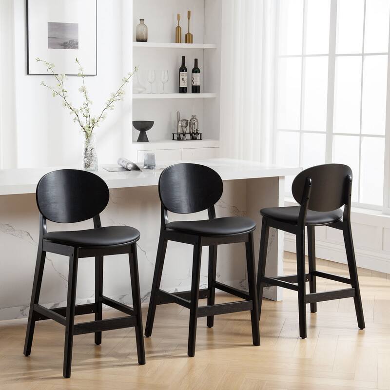 26-Inch Upholstered Wood Counter Stool/ Barstools - 37.4"H x 17.3"W x 18.7"D