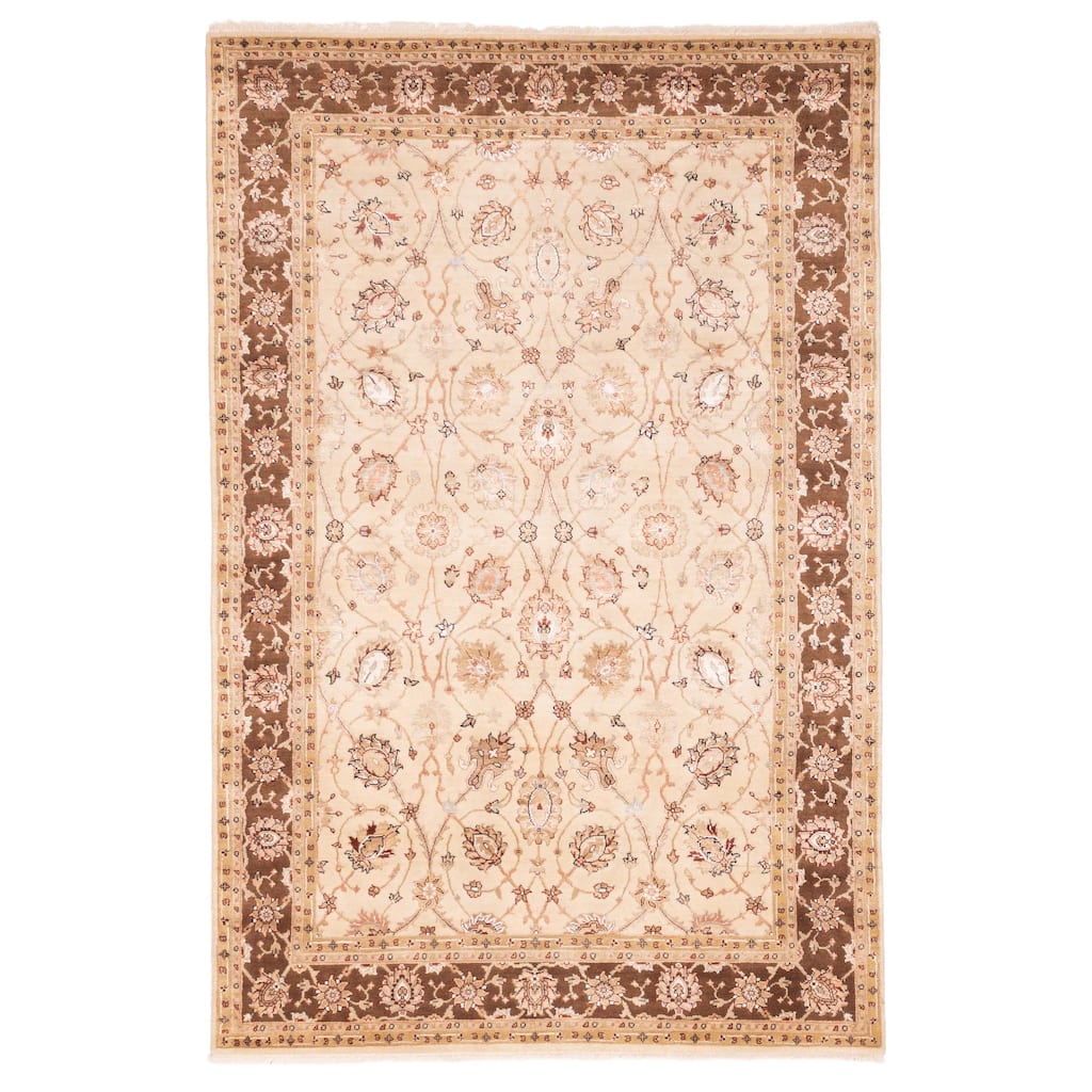 ECARPETGALLERY Hand-knotted Mirzapur Beige Silk, Wool Rug - 5'3 x 8'0