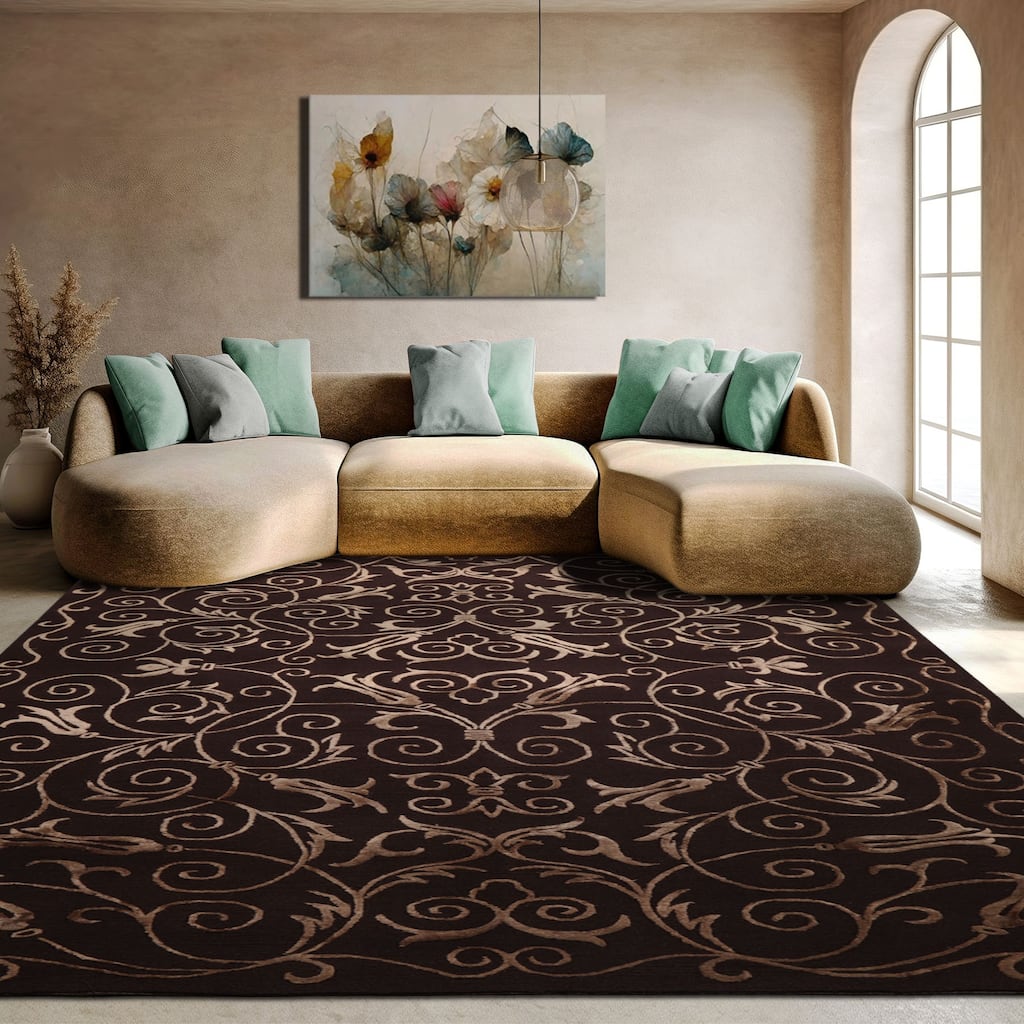 6x9 Hand Knotted New Zealand Wool Chocolate Tibetan Pile Rug - 6' x 9'