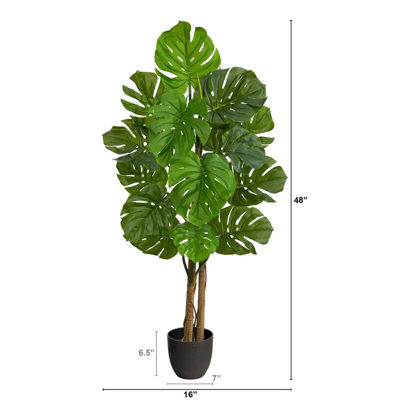 4' Monstera Artificial Tree UV Resistant (Indoor/Outdoor) - 6"
