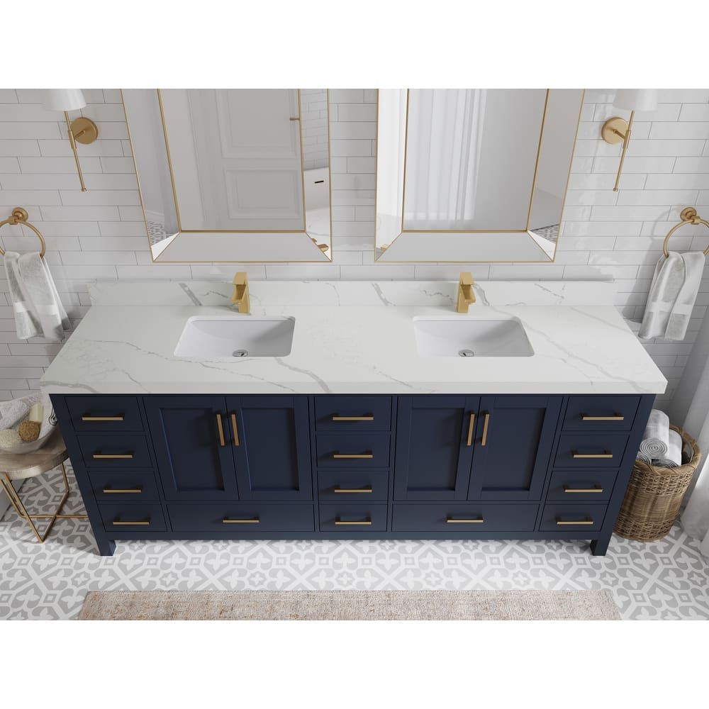 Willow Collection 84 in. W x 22 in. D Malibu Double Sink Bathroom Vanity with Countertop