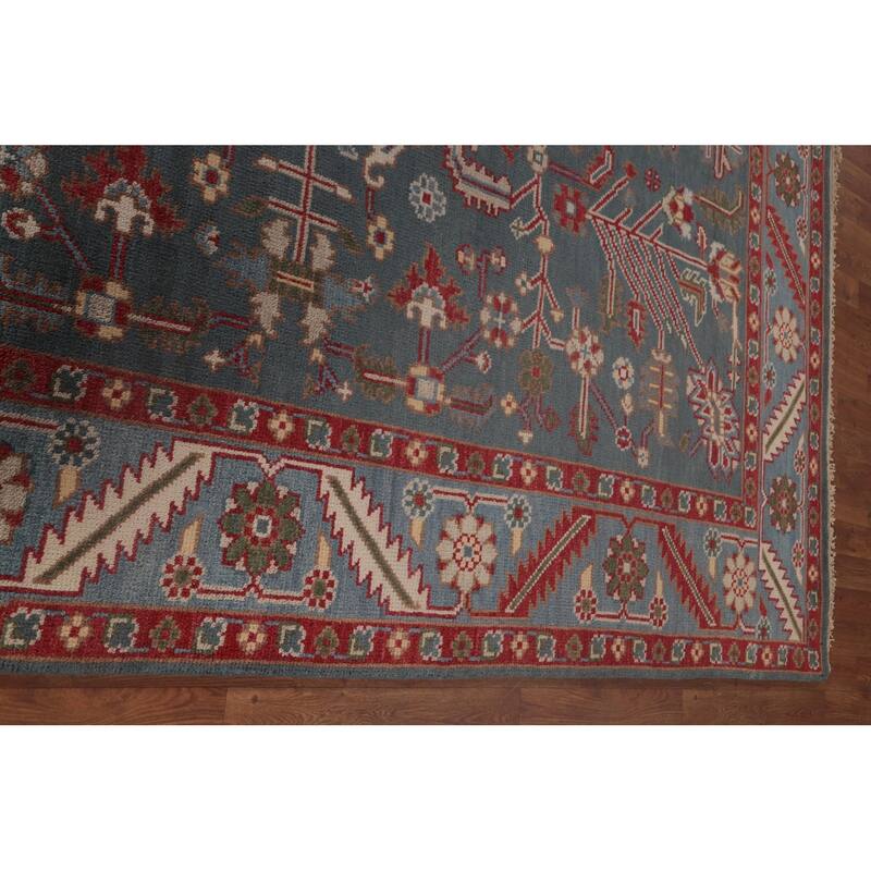 Oushak Area Rug Hand-Knotted Floral Wool Carpet - 8'0"x 9'10"