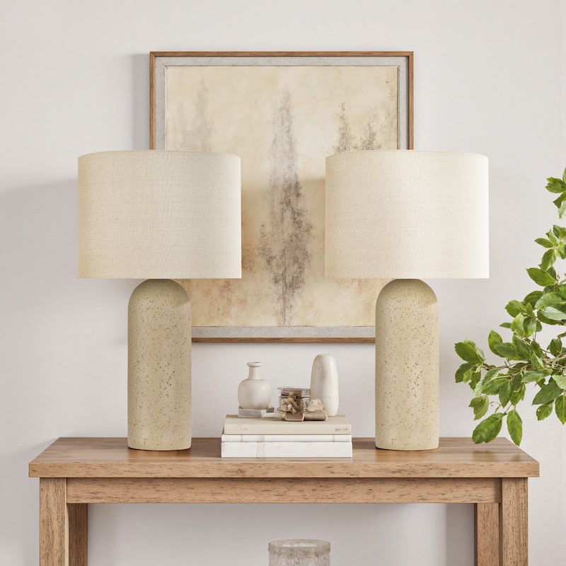 2-Pack 26"H Ceramic Accent Table Lamp with Linen Shade