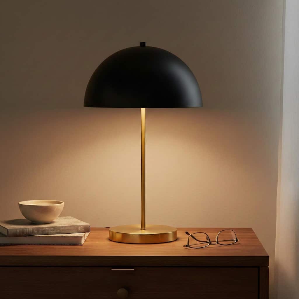 Nadia Black Dome Table Lamp with Gold Base