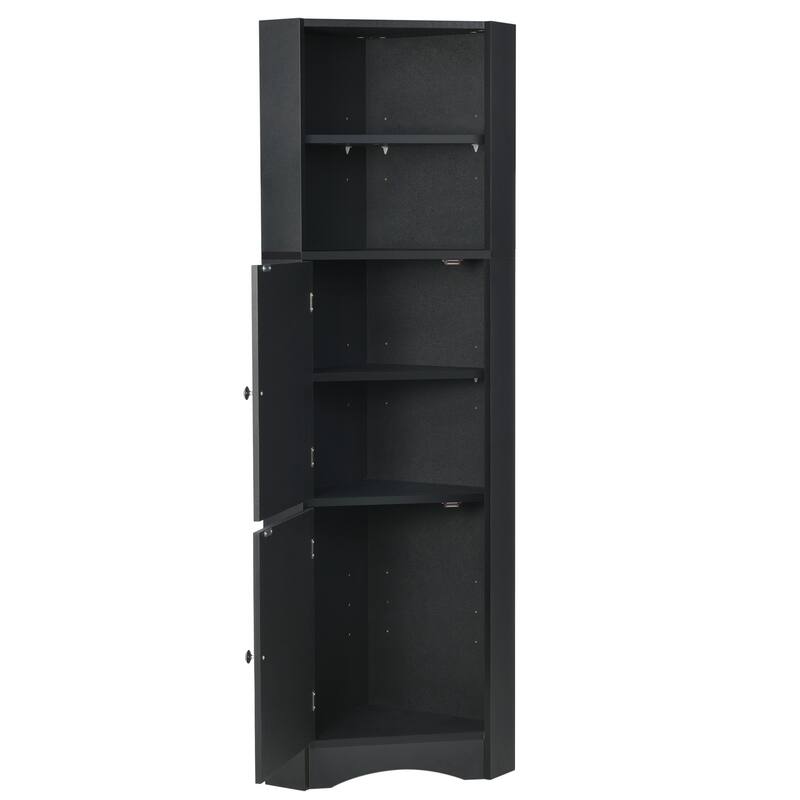 DFStudio - Tall Bathroom Corner Storage Cabinet with Adjustable Shelves, MDF