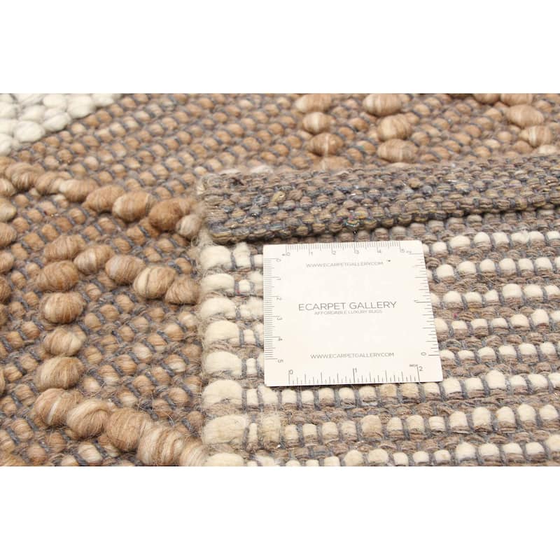 ECARPETGALLERY Braid weave Sienna Brown Wool Rug - 6'1 x 8'11