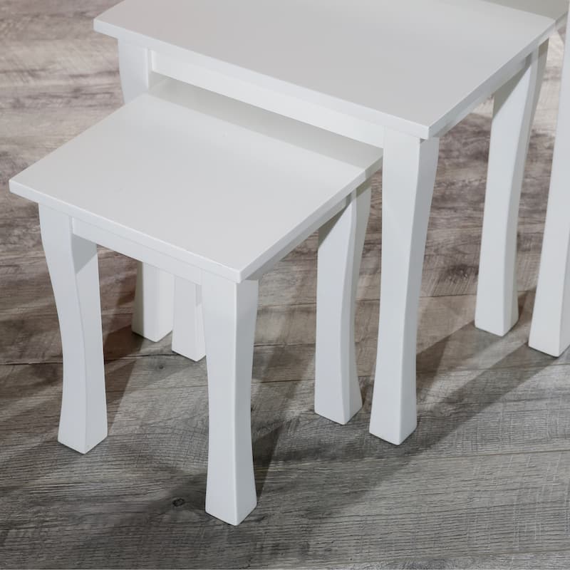 DTY Indoor Living Boulder 3-Piece Nesting Table Set, White