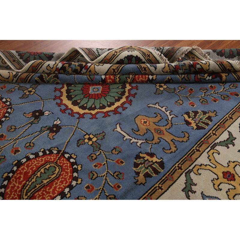 Blue Paisley Kazak Oriental Area Rug Wool Carpet - 7'10"x 10'2"