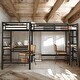 preview thumbnail 2 of 9, Black 2 Beds in 1 Metal Twin Size Loft Bed with Two Built-in Desks for Home